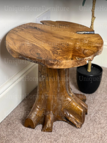 Rustic side table solid - rustic, teak
