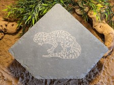 XXL Large Personalised Laser Engraved Slate Corner Cave Hide Basking Reptile