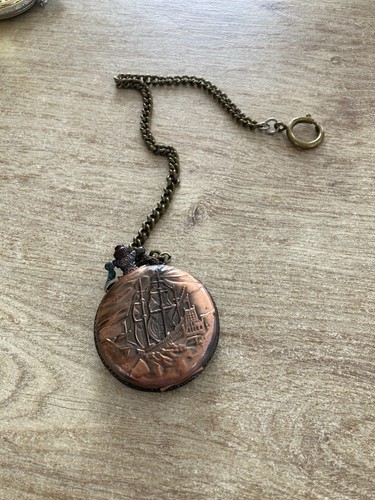 Vintage etched galleon ship - etched,