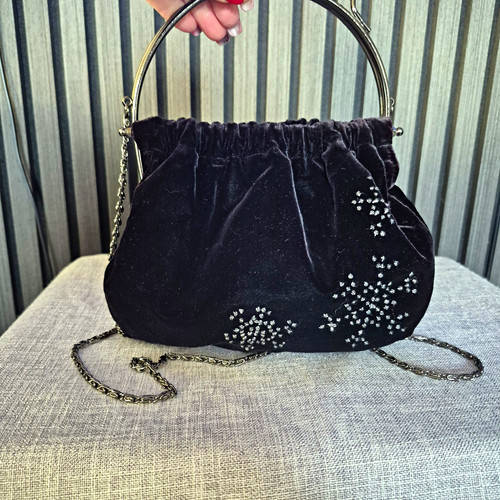Black velvet top handle - velvet,