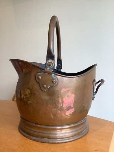 Vintage copper coal scuttle - coal,