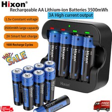 Hixon 1.5V AA Rechargeable Lithium Batteries 3500mWh,AA/AAA Li-ion Charger LOT