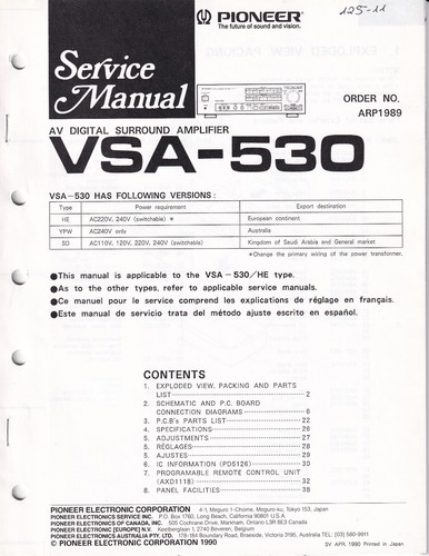 Pioneer vsa 530 - pioneer, vsa-530
