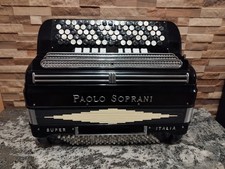 Paolo Soprani Button Accordion Super Italy 120 Bass, C Handle.