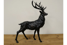 38cm Proud Standing Stag Black Bronzed Statue Ornament Figurine Gift