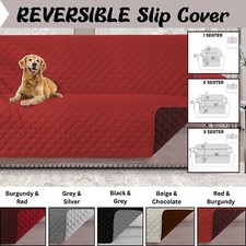 REVERSIBLE Quilted Sofa Slip Covers Furniture Non Slip Throw Pet Protector DOGs