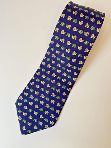 Hermes silk tie navy snail - tie, and