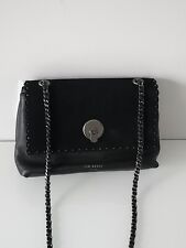 Ted Baker Studded Circle Lock Leather & Suede Bag Black