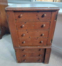 Vintage engineering tool box cabinet, mini chest of 7  drawers, brown painted