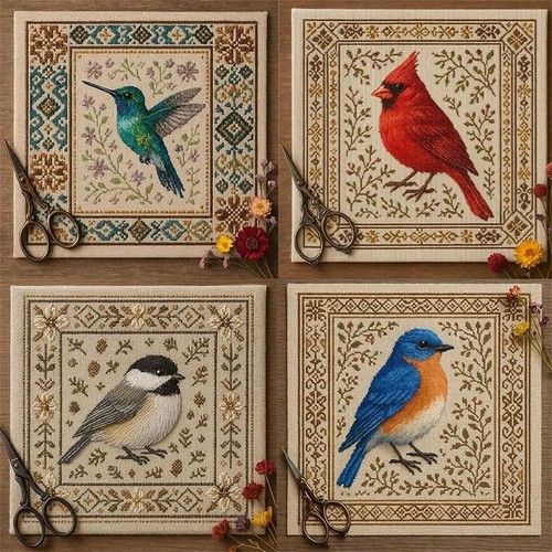 Hummingbird cross stitch - cross,