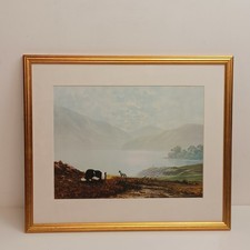 Gerald Coulson British 1926: Herding Sheep on the Lakeside Print