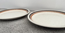 2 x Vintage Retro BILTONS Ironstone Tableware 9" Plates, Cream & Brown/Black Rim
