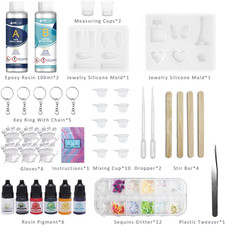 Resin Kit for Beginners, Epoxy Resin Crystal Clear Starter Kit for DIY Jewelr...