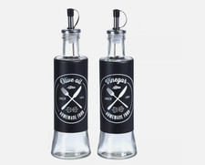Olive Oil & Vinegar Pourer Glass Bottle Salad Drizzler Dispensers Retro 300ml