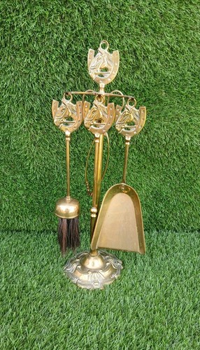Vintage solid brass fire side - vintage,