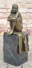 Bronze Sculpture Statue Ibis Naked Girl Lady Bird Figurine Art Deco Interior