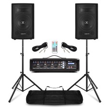 Vonyx SL8 8" PA Speaker Mixer Amp Stands - Complete Band PA System Package