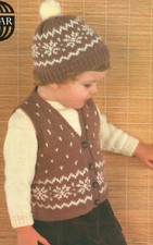 Knitting pattern copy 1647.   Baby waistcoat sweater hat.  20-22" chest.  DK