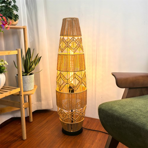 Farmhouse rattan floor lamp - farmhouse,