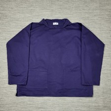 Yarmo Fishermans Smock Shirt Mens Medium Navy Blue Twill Pullover Vintage