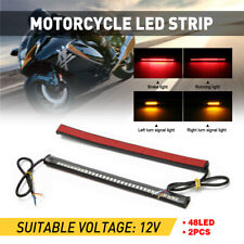 48 LED Motorcycle Flexible Turn Signal Amber 2 Integrated Strip Brake Tail Light