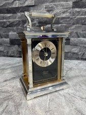 Franz Hermle Germany Quartz Mantle Carriage Clock Silver And Gold Working Brass