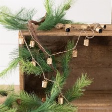New Primitive Farmhouse Christmas AGED BRASS BELL GARLAND Swag Hanging 6ft