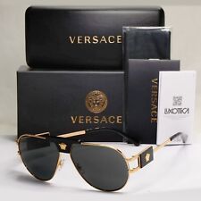 Versace Sunglasses Gold Black Grey Metal Pilot MOD VE 2252 1002/87 63mm