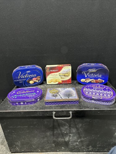 Vintage empty biscuit tins - x6,