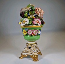 Rare Antique Early 19th Century Derby Regency Flower Encrusted Vase c1825