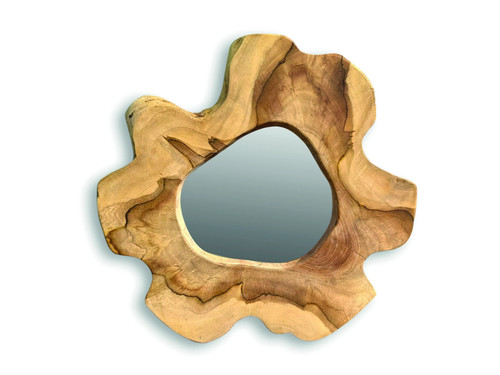 Round teak tree slice - teak, wall