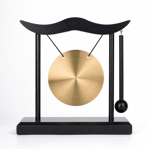 Mini brass gong with wooden - brass,