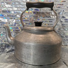 Large 4.5 Litre Lune Silver Alloy Metal Stove Top Cooker Kettle With Lid Vintage