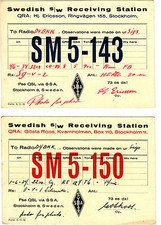 2 x QSL Cards SWEDEN 1934