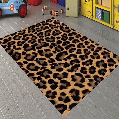 Leopard print rug - leopard, rug,gold