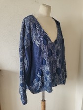 Kekoo Lagenlook Blue And White Long Sleeve Jacket with Pockets Size 20/22/24