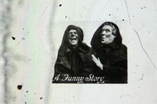 Antique microscope slide by Hubert Gray. Rare microphotograph. "A Funny Story".