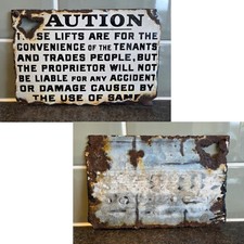 Rare Unusual Antique Caution Tenants Appartment Enamel Advertising Sign! C1900s
