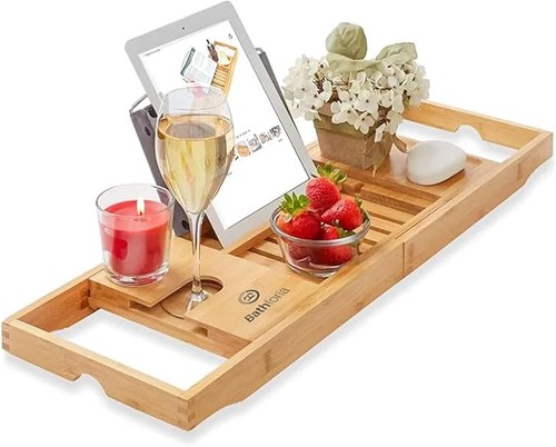 Wooden bath caddy tray - bath,