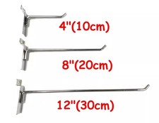 20Pcs Slat Wall Slatwall Hook Hooks Arm Retail Shop Display Hanger 4'' 8'' 12''
