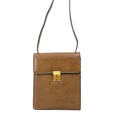 Vintage Gucci Leather Key Lock Shoulder Bag Brown Purse Gold Authentic