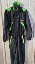 Unisex Champion Sport Ski Suit Black and Green Retro Vintage Size Medium. VGC