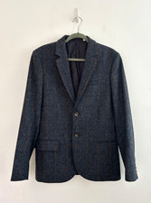 Jack Wills Moon Tweed Jacket Mens Check Wool Blue Single Breast Blazer Size 40