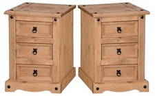 Corona Bedside Medium Cabinet 3 Drawer Chest Table Pine x2 by Mercers Furniture®