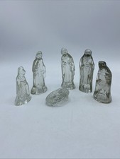 Vintage Glass Nativity Set 6 Piece Figures