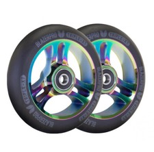 Blazer Pro XT 110mm Stunt Scooter Wheels - Pair + Abec 9 Bearings Neo Chrome