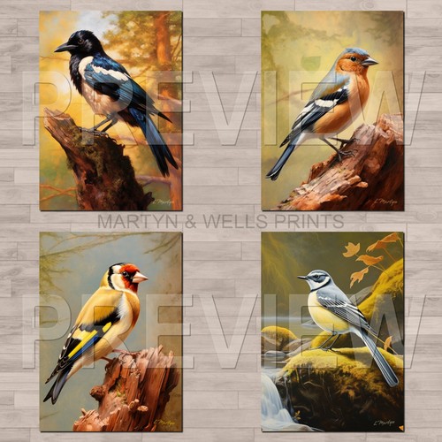 British bird prints magpie - british, prints: