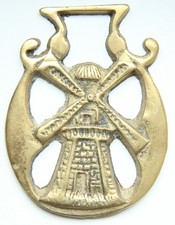 Vintage Brass Horse Saddle Harness Medallion ''The Big Mill''