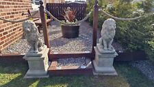 Large Hand Cast Stone Lions On