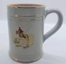 Vintage Denby Stoneware Tankard Mug 1/2 Pint Horse Jumping, Hunting Equestrian
